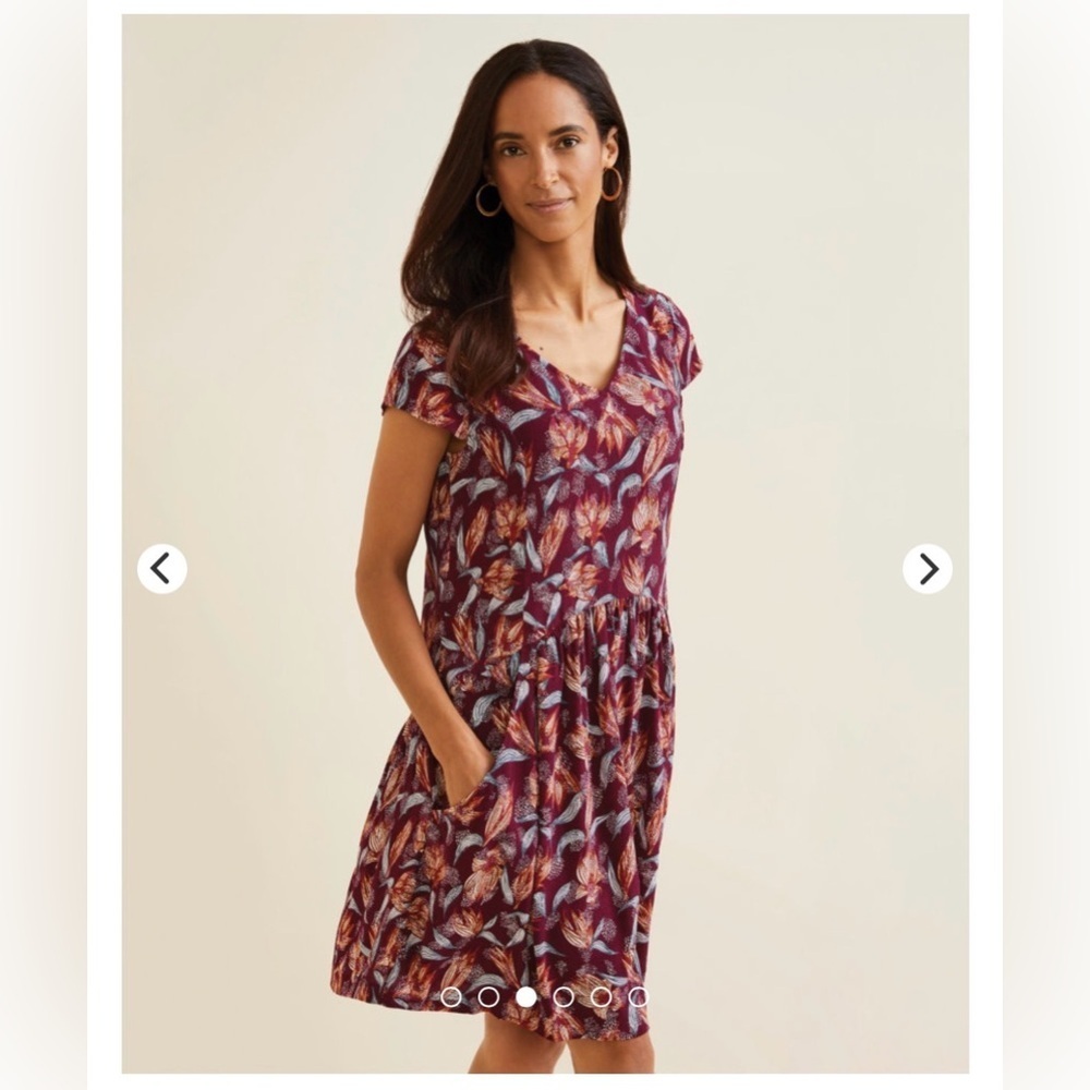 Garnet Hill Summer Day Burgundy Floral Midi Dress Size 8